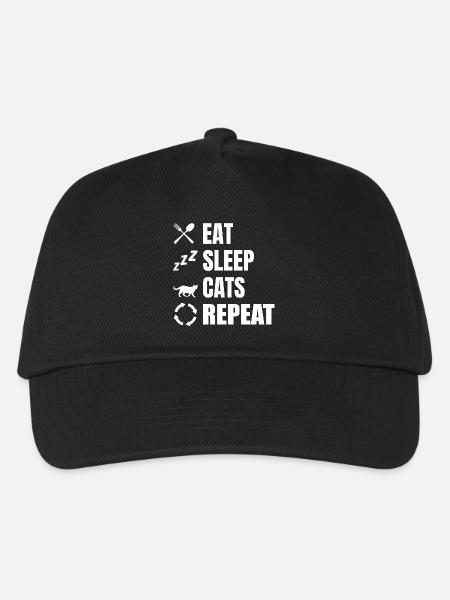 Essen Schlafen Katzen Wiederholen - Kinder Basecap - Schwarz