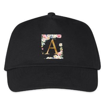 A Monogram, Floral, Personalizable - Kids’ Baseball Cap - black - Front