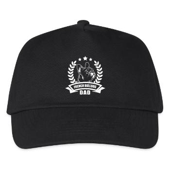 « Papa bouledogue français » avec bannière et couronne de blé - Casquette de baseball Enfant - noir - Devant