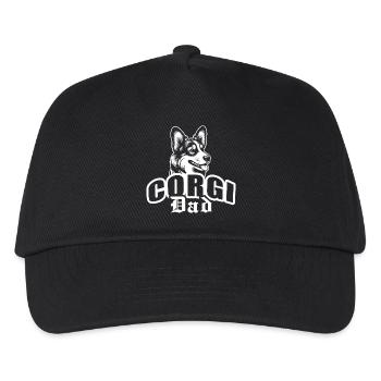 "Corgi Dad" mit Hundekopf - Kinder Basecap - Schwarz - Vorne