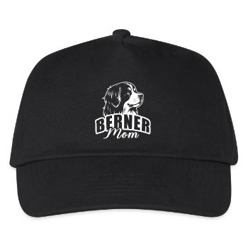 "Berner Mom" mit Hundekopf - Kinder Basecap - Schwarz - Vorne