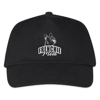 "Frenchie Mom" mit Hundekopf - Kinder Basecap - Schwarz - Vorne