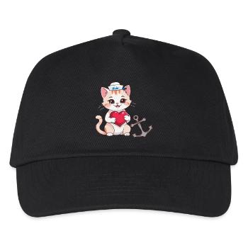 Moin maritime cat cats sailor ahoy - Kids’ Baseball Cap - black - Front
