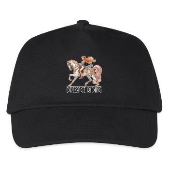 Dressurreiten Reiten Pferd edel dynamisch Geschenk - Kinder Basecap - Schwarz - Vorne