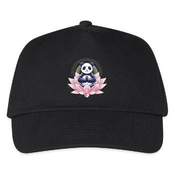 Meditierender Panda auf Lotusblüte - Kinder Basecap - Schwarz - Vorne