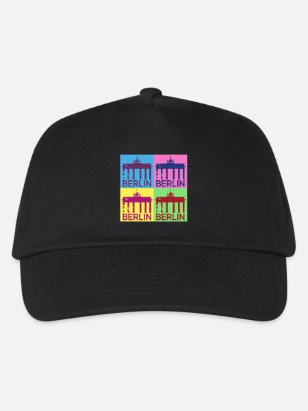 Berlin Skyline Stadt Deutschland Pop Art Style - Kinder Basecap - Schwarz