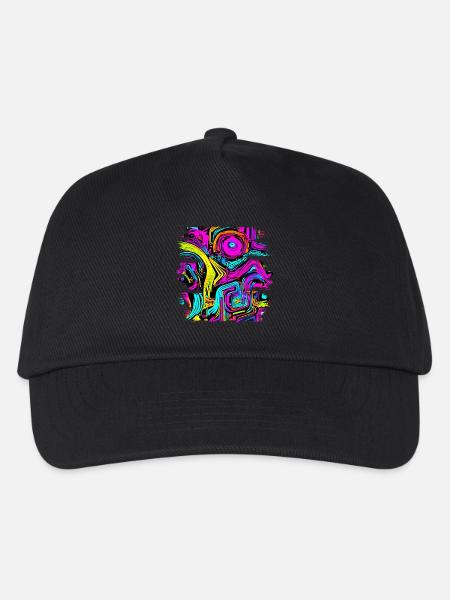 Neon Party UV Elektro House Style - Kinder Basecap - Schwarz