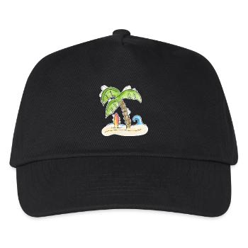 Surfbrett unter Palme - Kinder Basecap - Schwarz - Vorne