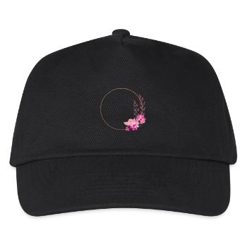 Goldrahmen mit pink-roten Blumen –edel & verspielt - Kinder Basecap - Schwarz - Vorne