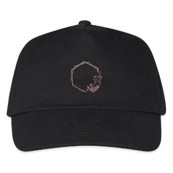 Hexagone rose dans un cadre double avec plante et fleur - Casquette de baseball Enfant - noir - Devant