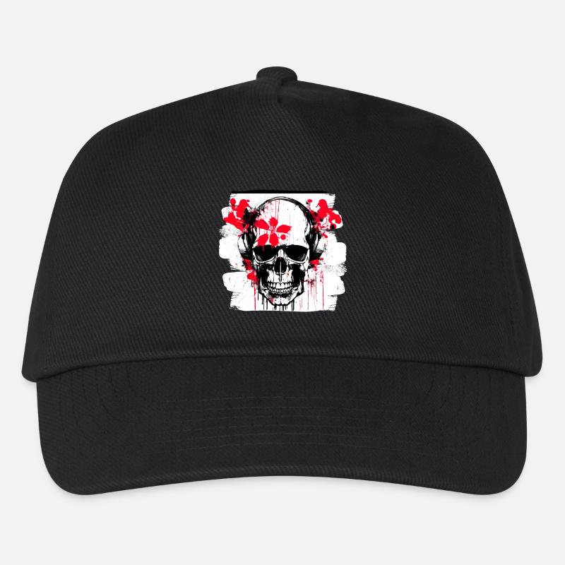 Totenschädel Splash Trash Polka Tattoo - Kinder Basecap - Schwarz
