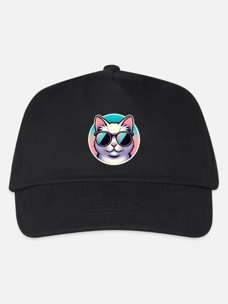 Katze mit Sonnenbrille in Pastell - Kinder Basecap - Schwarz