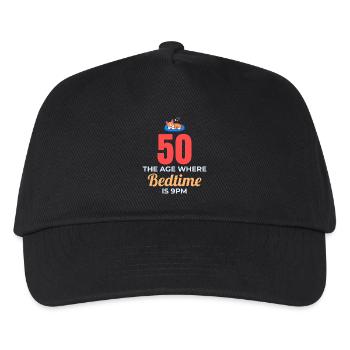 50th Birthday Bedtime 9PM Corgi Funny - Kids’ Baseball Cap - black - Front