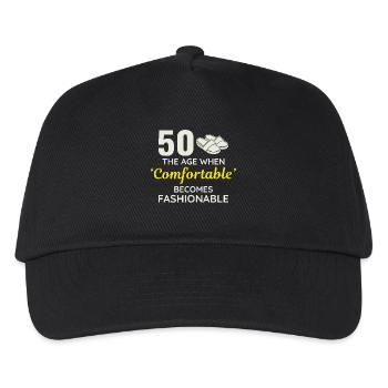 50. Geburtstag Bequeme modische Hausschuhe - Kinder Basecap - Schwarz - Vorne