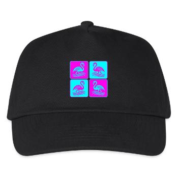 Flamingo Wellen Pop Art - Kinder Basecap - Schwarz - Vorne