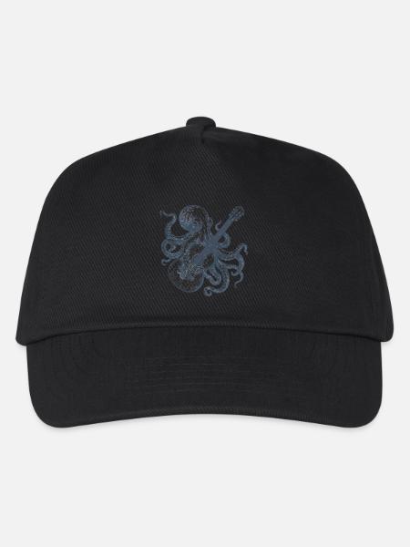 Oktopus mit Gitarre Vintage Retro Musik Band Look - Kinder Basecap - Schwarz
