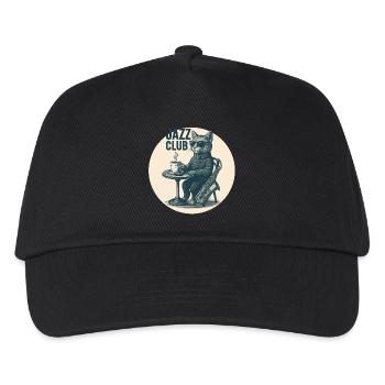 Coole Jazzkatze mit Saxophon - Vintage Club - Kinder Basecap - Schwarz - Vorne