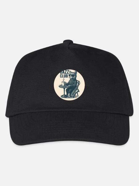 Coole Jazzkatze mit Saxophon - Vintage Club - Kinder Basecap - Schwarz