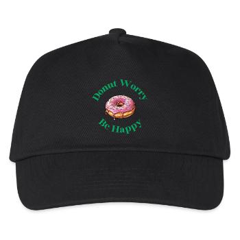 Donut Worry Be Happy - Funny Donut Saying - Kids’ Baseball Cap - black - Front