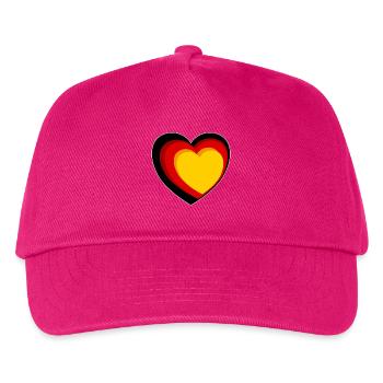 3D-Herz in Schwarz-Rot-Gold - Kinder Basecap - Fuchsia - Vorne