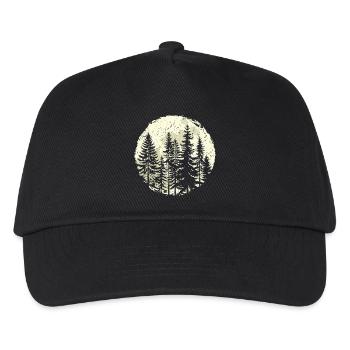 Night Forest Silhouette with Full Moon - Kids’ Baseball Cap - black - Front
