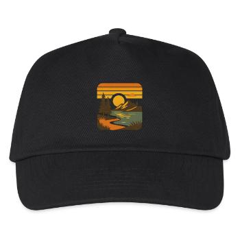 Golden Escape – Retro Nature Mood - Kinder Basecap - Schwarz - Vorne