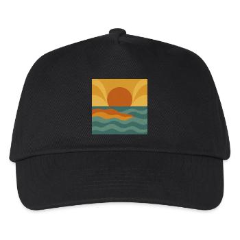 Sunset Flow – Retro Ocean Vibes - Kinder Basecap - Schwarz - Vorne
