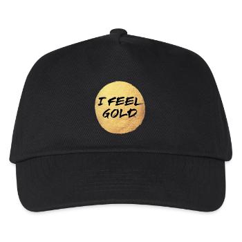 Gold Yoga Kreis Sonne Feeling exklusiv Meditation - Kinder Basecap - Schwarz - Vorne
