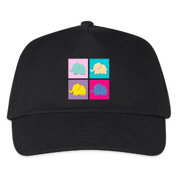 Elefanten (Quadrate, Pop Art) - Kinder Basecap - Schwarz - Vorne