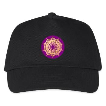 Yoga Ornament Blüte Sonne Mandala Kreis Gold om - Kinder Basecap - Schwarz - Vorne
