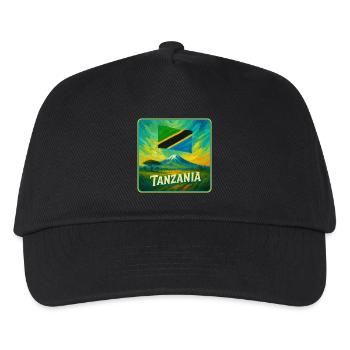 Tansania Flaggen Design - Kinder Basecap - Schwarz - Vorne