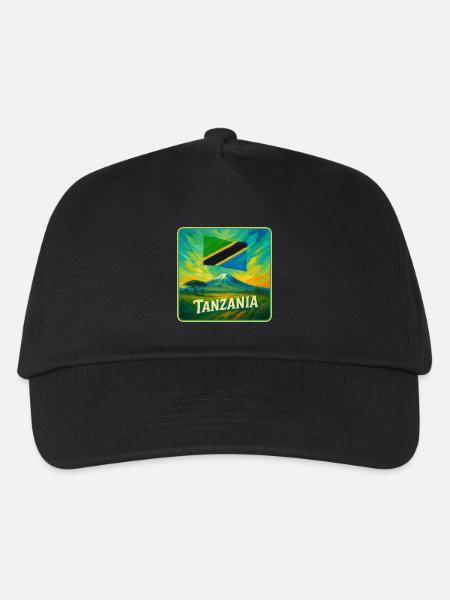 Tansania Flaggen Design - Kinder Basecap - Schwarz