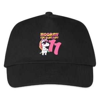 11 Years Girl Birthday Unicorn Theme Unicorn - Kids’ Baseball Cap - black - Front