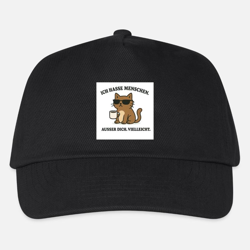 Katzenmotto mit Kaffeetasse und Sonnenbrille - Kinder Basecap - Schwarz