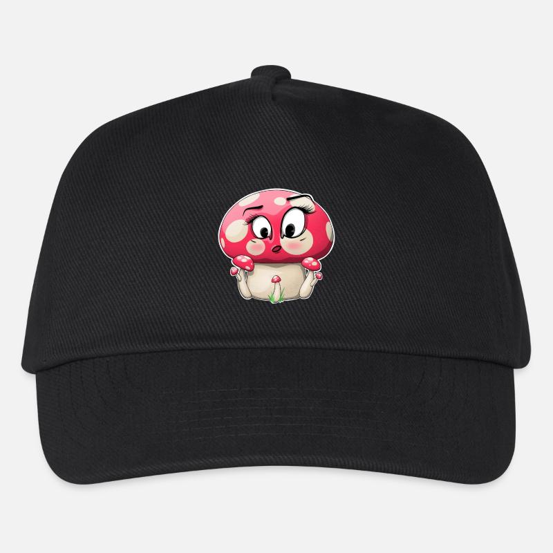 Niedliches rosa Pilz-Charakter-Design - Kinder Basecap - Schwarz
