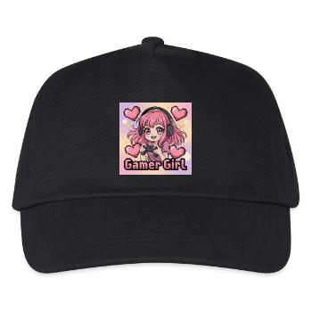 Pixel Art Gamer Girl Illustration - Kids’ Baseball Cap - black - Front