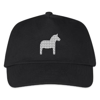 Dala Horse Knitting Pattern Cozy Hygge Horse Scandi - Kids’ Baseball Cap - black - Front