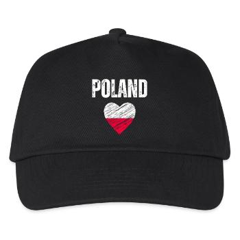 Ich liebe Polen, die Flagge Polens - Kinder Basecap - Schwarz - Vorne