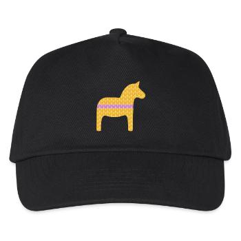 Dala Horse Knitting Pattern Horses Scandinavian Decoration - Kids’ Baseball Cap - black - Front
