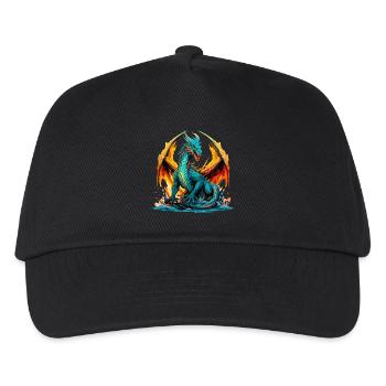 Drache Fantasie Magie Mystik Mythologie Kreatur - Kinder Basecap - Schwarz - Vorne