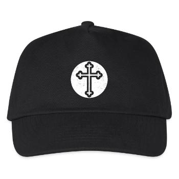 Bulgarisch-orthodoxes Kreuz im weißen Kreis - Kinder Basecap - Schwarz - Vorne