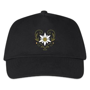 Edelweiß Herz Vintage Volksfest-Design - Kinder Basecap - Schwarz - Vorne