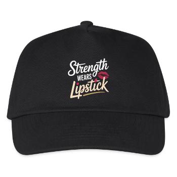  Strength Wears Lipstick Women Empowerment Women's - Kinder Basecap - Schwarz - Vorne