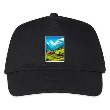 Alpines Bergdorf-Szene - Kinder Basecap - Schwarz - Vorne