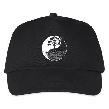 Baum des Lebens Ying Yang Motiv - Kinder Basecap - Schwarz - Vorne