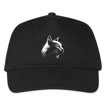 Katze weiß :-) - Kinder Basecap - Schwarz - Vorne