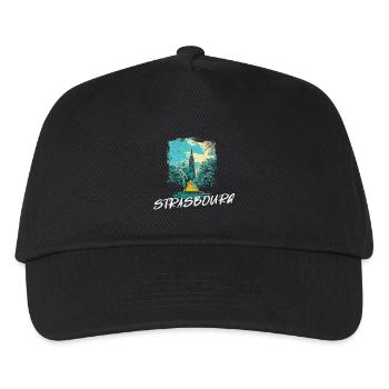 Strasbourg, Cathedral Retro City Illustration - Kids’ Baseball Cap - black - Front