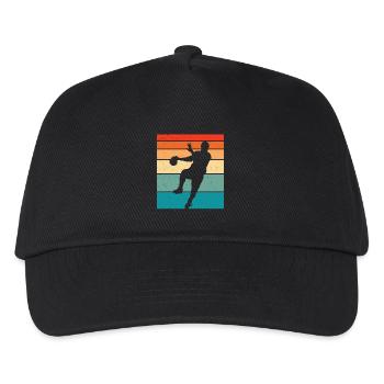 Retro Handball Handballer - Kinder Basecap - Schwarz - Vorne
