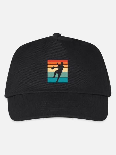 Retro Handball Handballer - Kinder Basecap - Schwarz