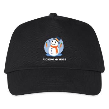 In der Nase bohren – Lustiges Schneemann-Wortspiel - Kinder Basecap - Schwarz - Vorne